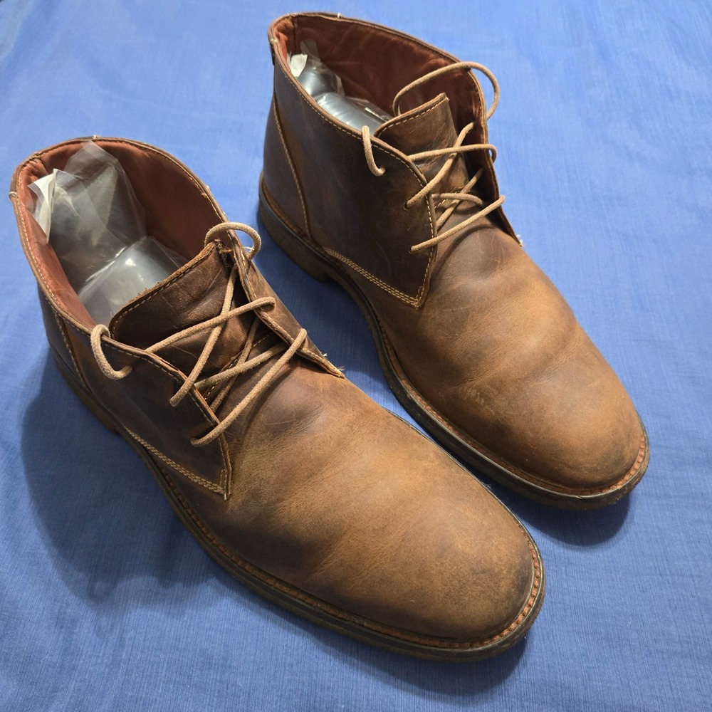 Johnston & Murphy Chukka Boot Mens 10 Brown Good Leather Memory Foam 25-1870